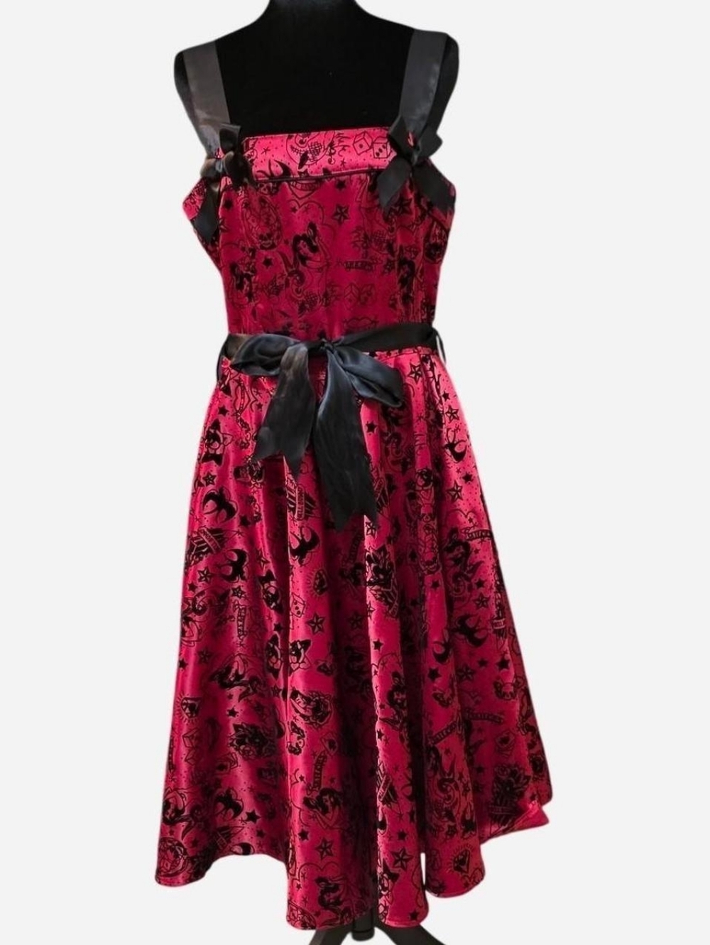 Hell Bunny Vixen Sailor Tattoo Patterned Midi Dress - Picture 2 of 8